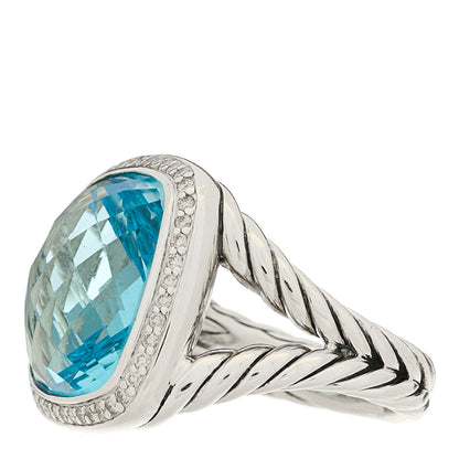 David Yurman Sterling Silver Diamond Blue Topaz 17mm Albion Ring 60 9 3 of 6