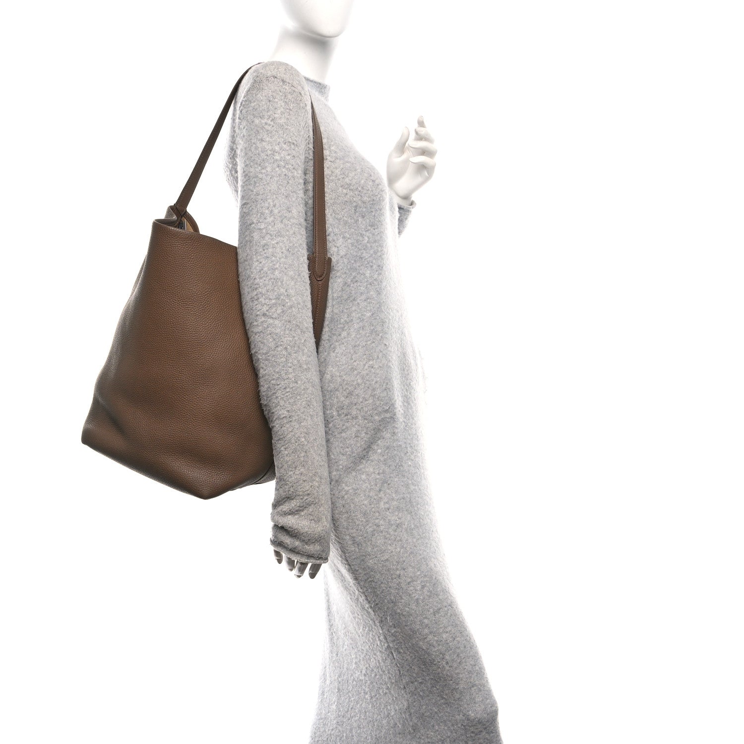 The Row Grained Calfskin Large N/S Park Tote Dark Olive 2 of 11