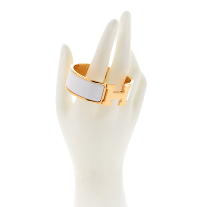 Hermes Enamel Wide Clic Clac H Bracelet PM White 2 of 7