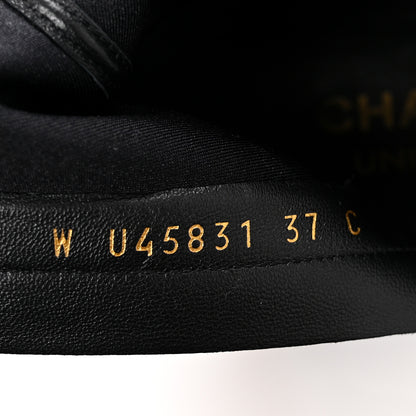 Chanel Stretch Lambskin Cap Toe CC Short Boots 37 Black 9 of 10