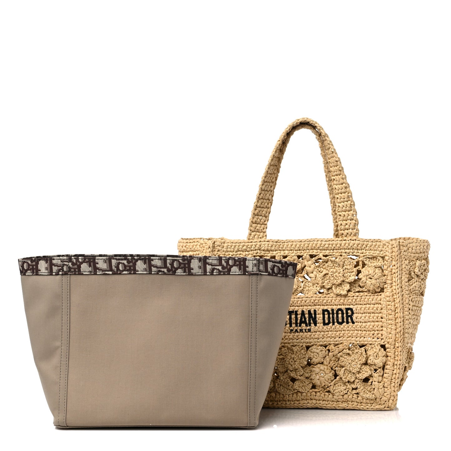 Woven Raffia Floral Embellished Small Book Tote Natural