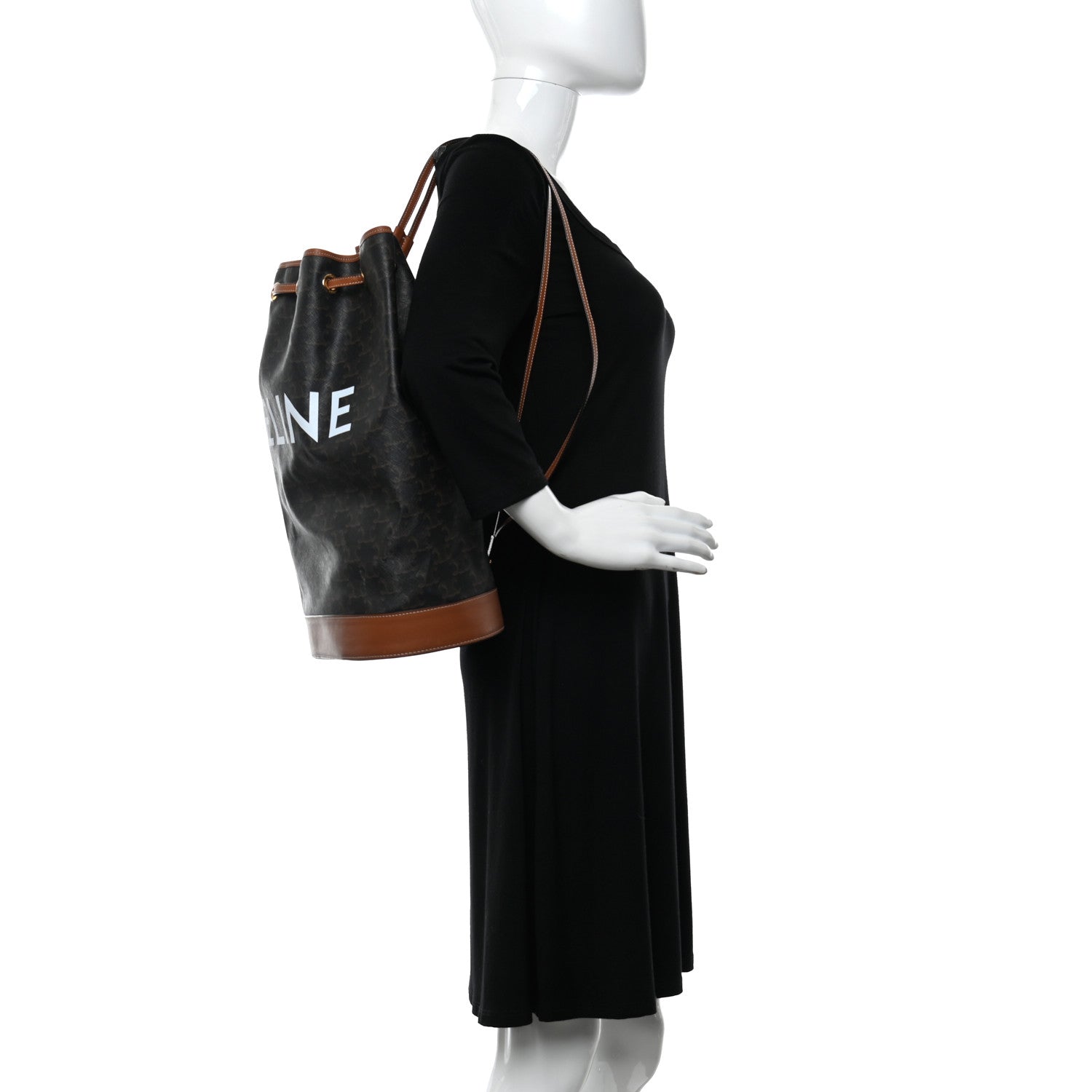 Celine Triomphe Canvas Calfskin Medium Sailor Bag Tan 2 of 11