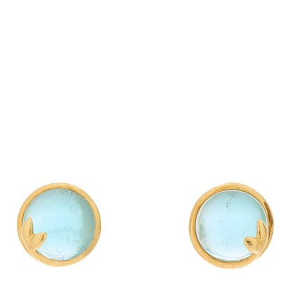 Tiffany 18K Yellow Gold Blue Topaz Paloma Picasso Olive Leaf Earrings 1 of 5