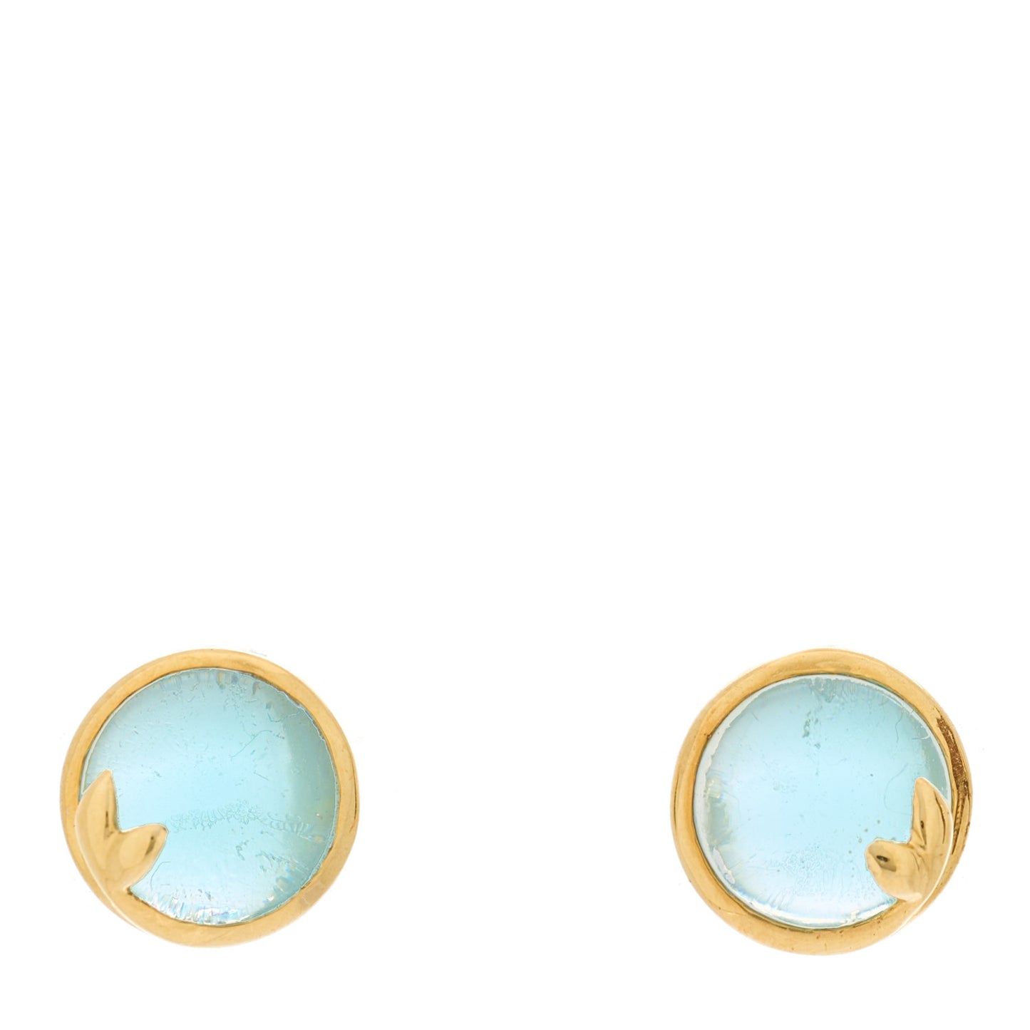 18K Yellow Gold Blue Topaz Paloma Picasso Olive Leaf Earrings