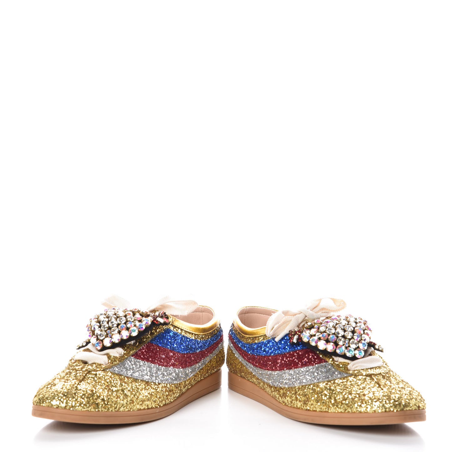 Glitter Fabric Pierced Heart Falacer Sneakers 39 Gold