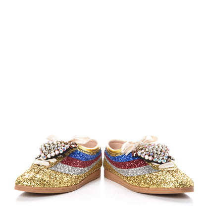 Gucci Glitter Fabric Pierced Heart Falacer Sneakers 39 Gold 6 of 10
