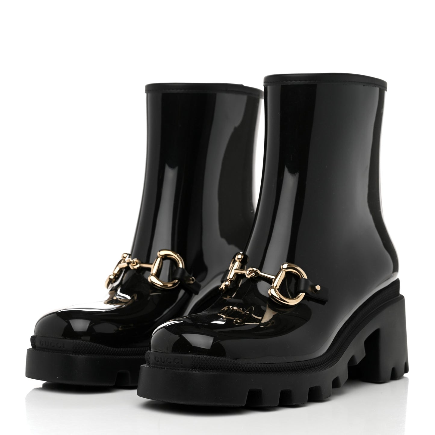Rubber Womens Horsebit Ankle Boots 38 Black