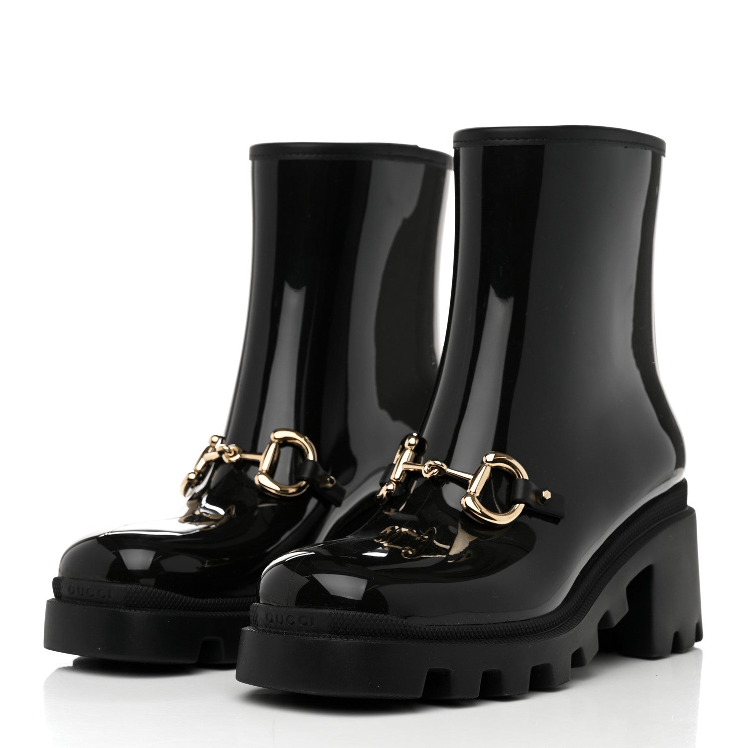 Gucci Rubber Womens Horsebit Ankle Boots 38 Black 3 of 8