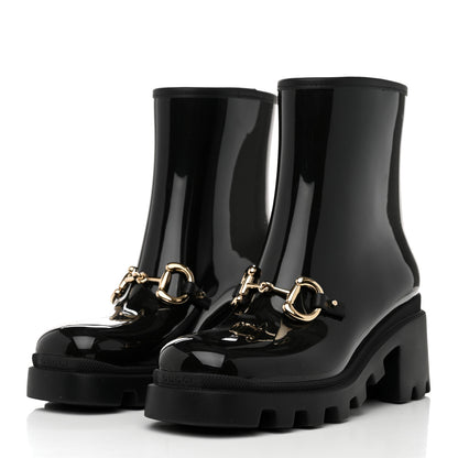 Gucci Rubber Womens Horsebit Ankle Boots 38 Black 3 of 8