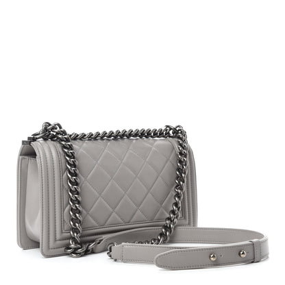 Chanel Calfskin Quilted Medium Boy Flap Grey 3 of 10