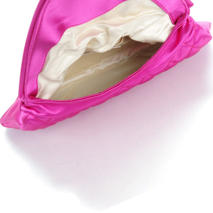 Chanel Satin Quilted Flap Clutch Fuchsia 5 of 7