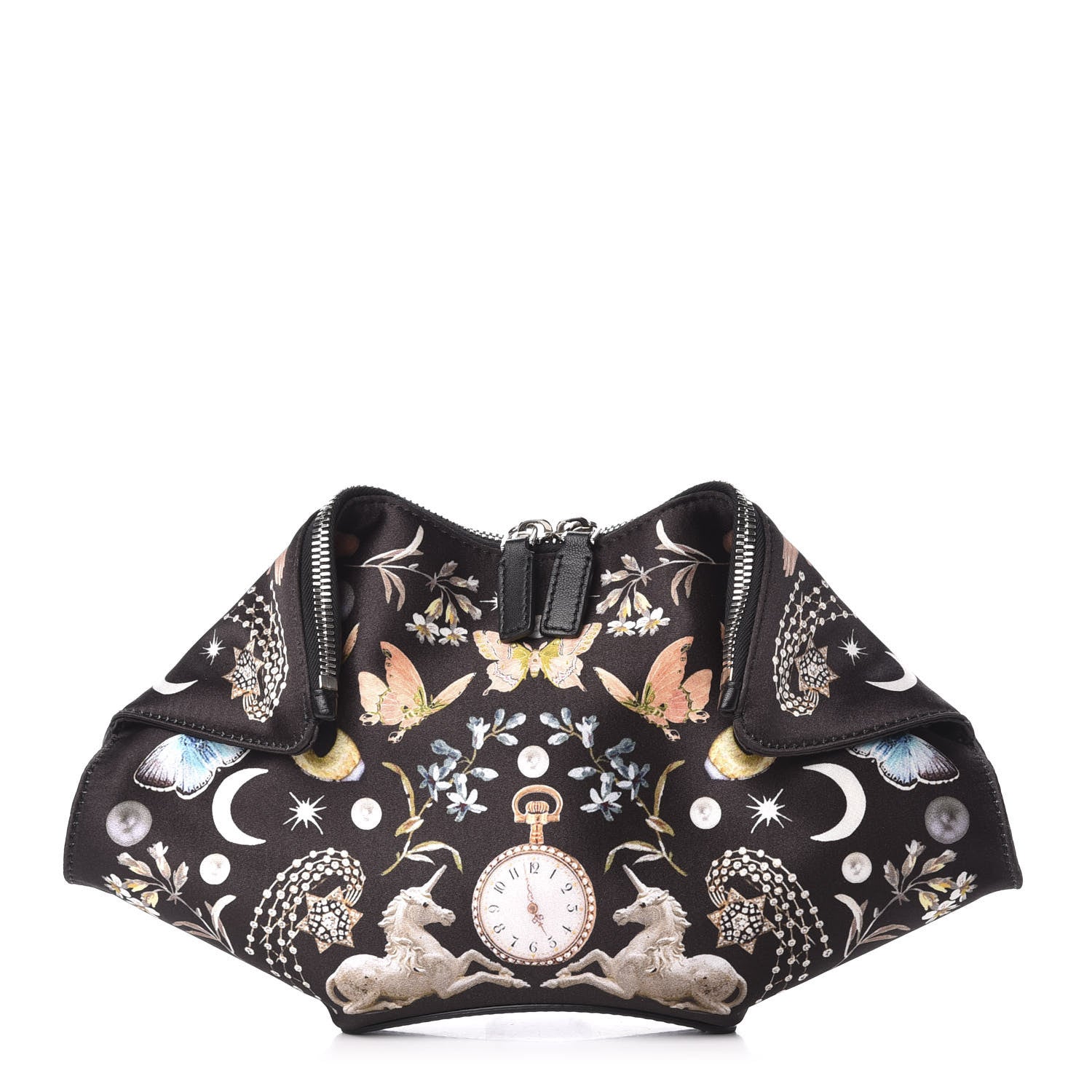Alexander McQueen Silk Nocturnal De Manta Clutch Black Multicolor 1 of 10