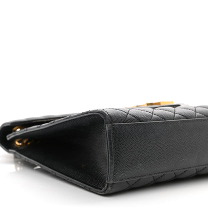 Saint Laurent Grain De Poudre Textured Mixed Matelasse Large Triquilt Monogram Satchel Black 27 of 35