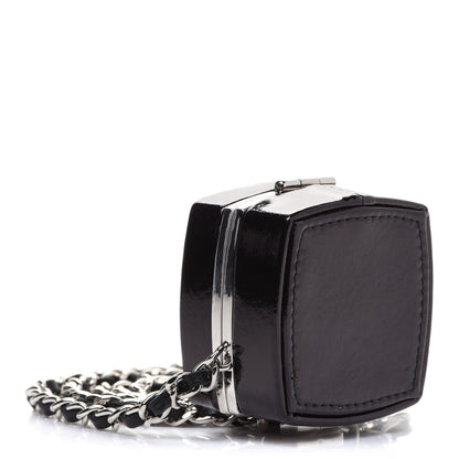 Chanel Patent Goatskin Quilted Clutch With Chain Black 4 of 9