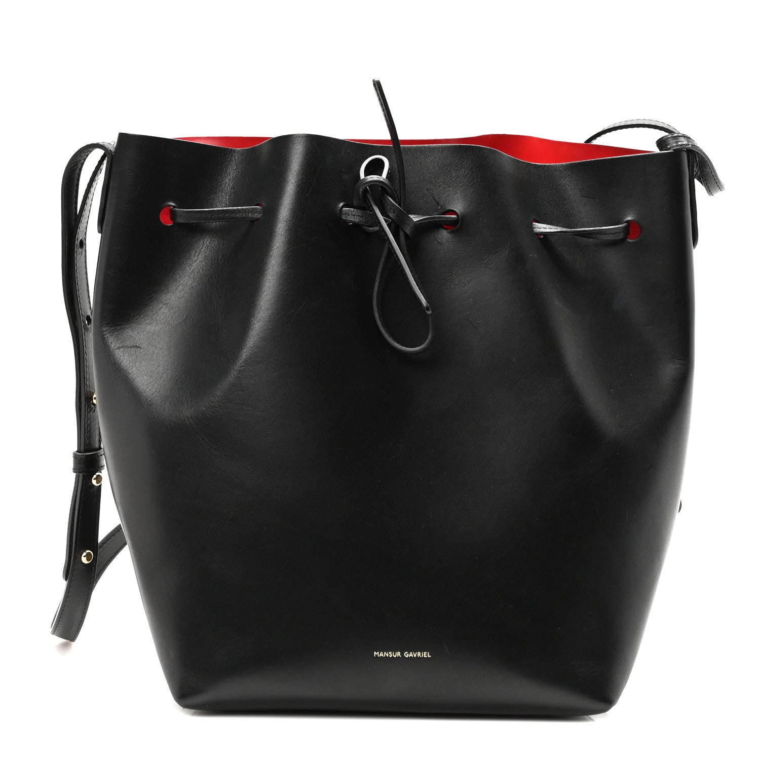 Mansur Gavriel Vegetable Tanned Calfskin Bucket Bag Black Flamma 1 of 10