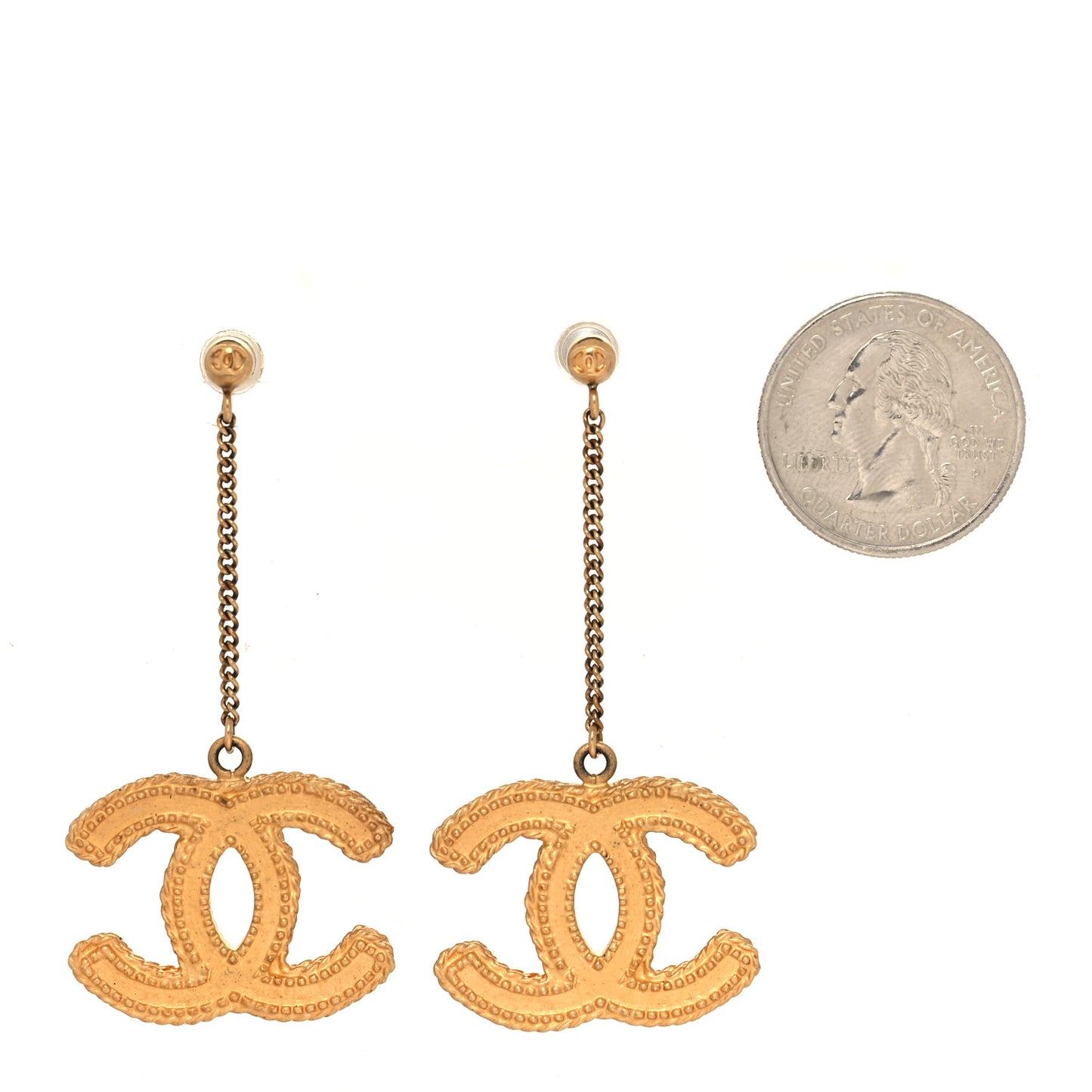 CC Drop Earrings Matte Gold