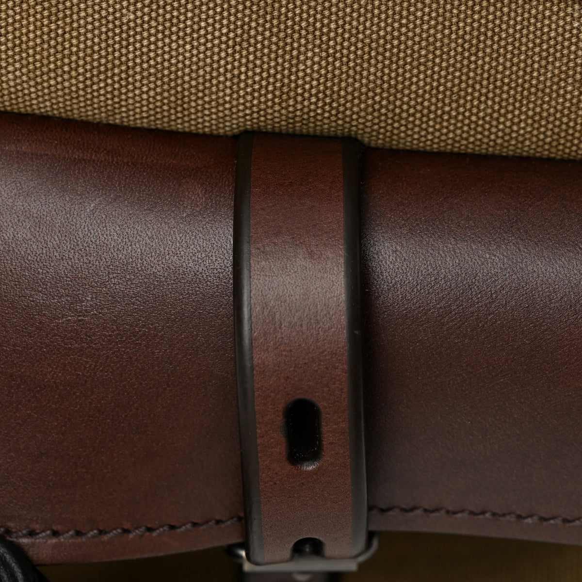 Canvas Calfskin Large Route Shoulder Bag Khaki