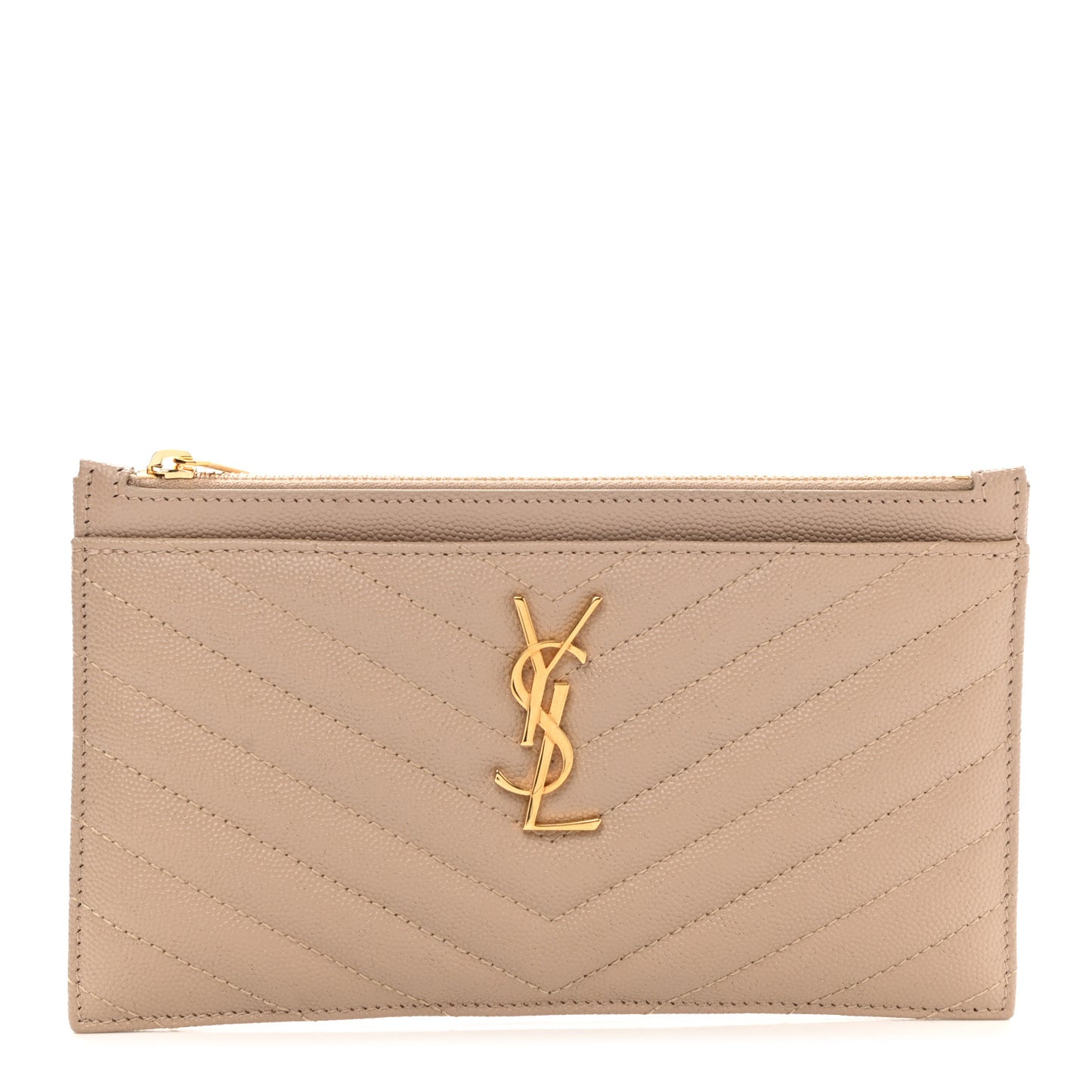 Grain De Poudre Chevron Monogram Bill Pouch Dark Beige