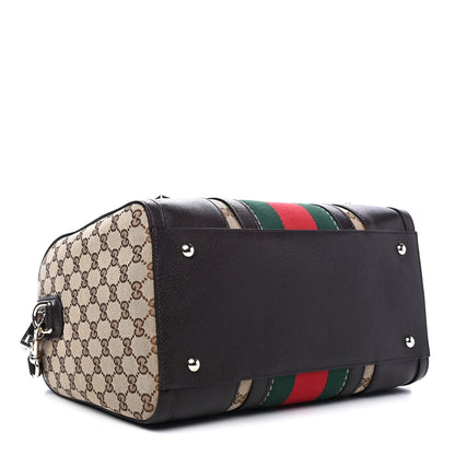 Gucci Monogram Vintage Web Medium Webby Bee Boston Dark Brown 3 of 6