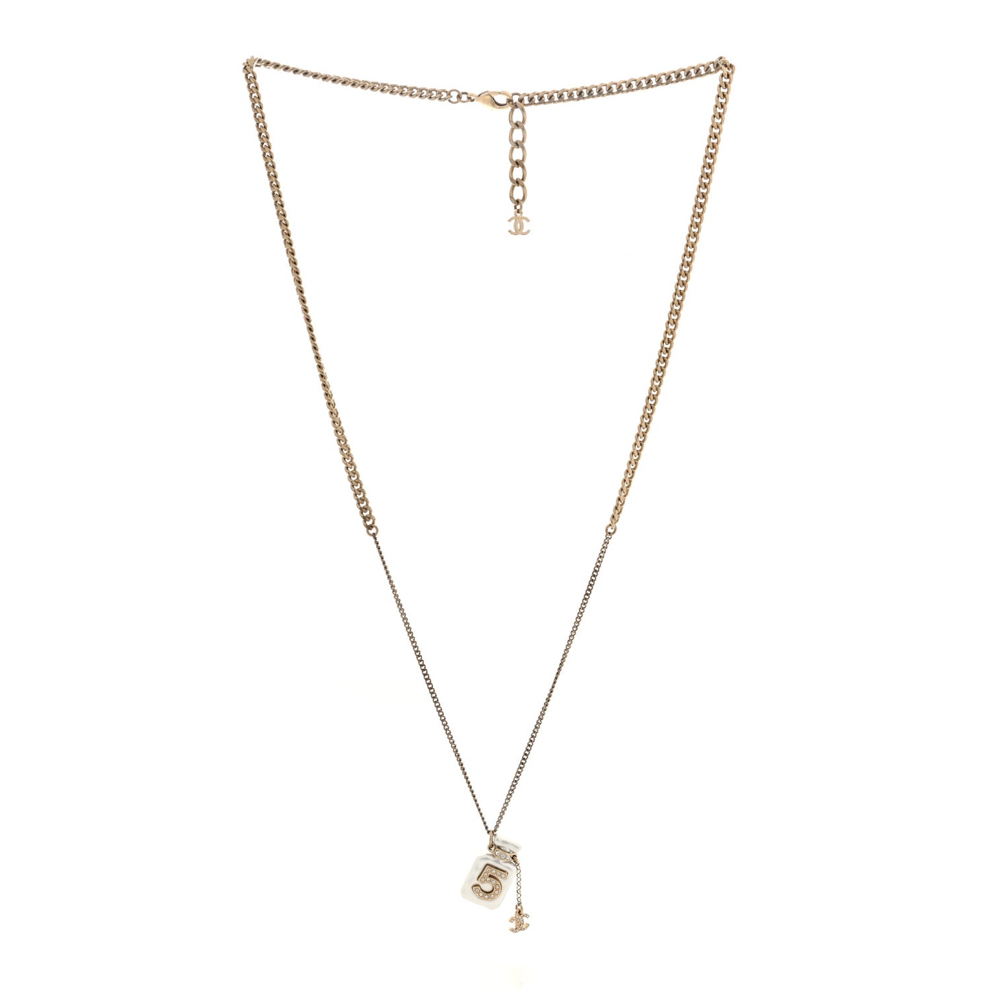 Resin Crystal CC No 5 Perfume Bottle Necklace