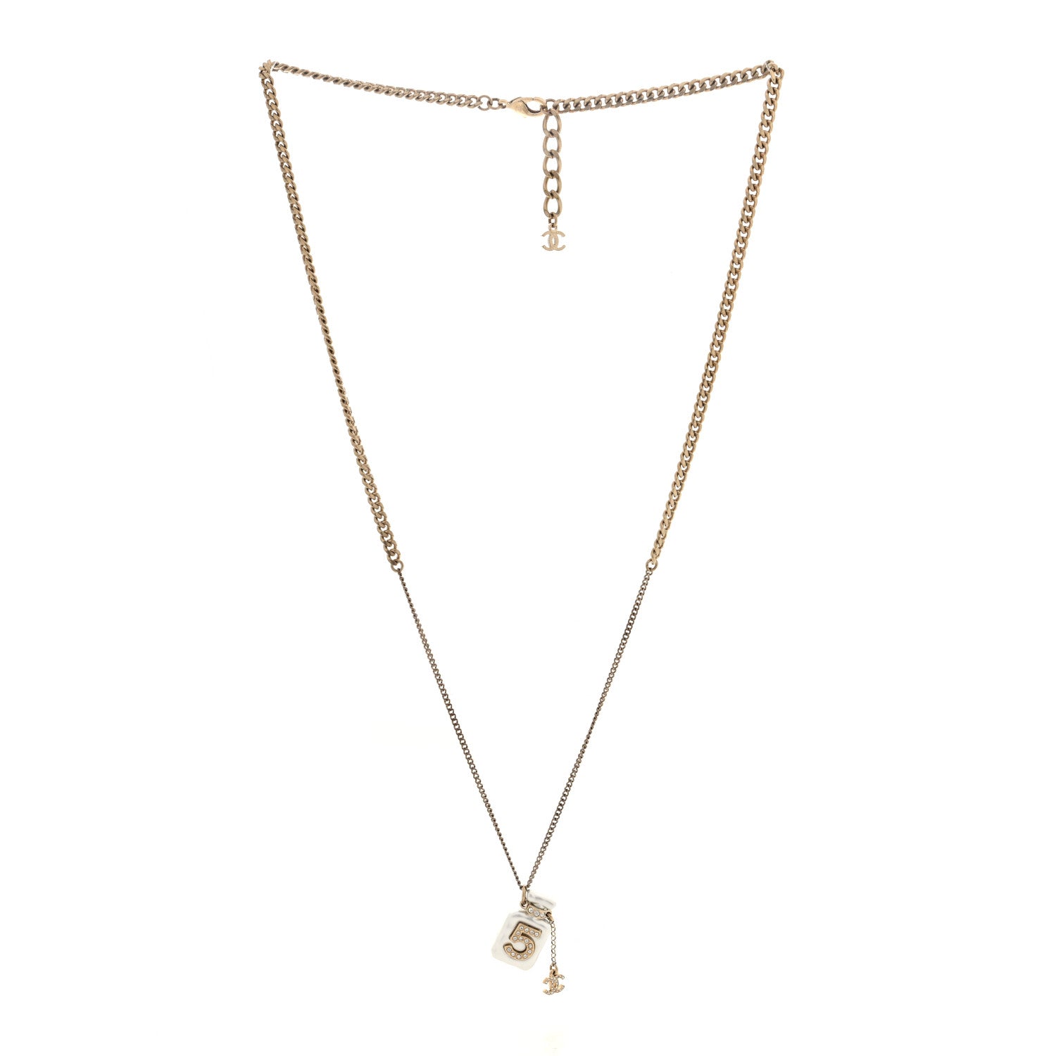 Chanel Resin Crystal CC No 5 Perfume Bottle Necklace 3 of 4