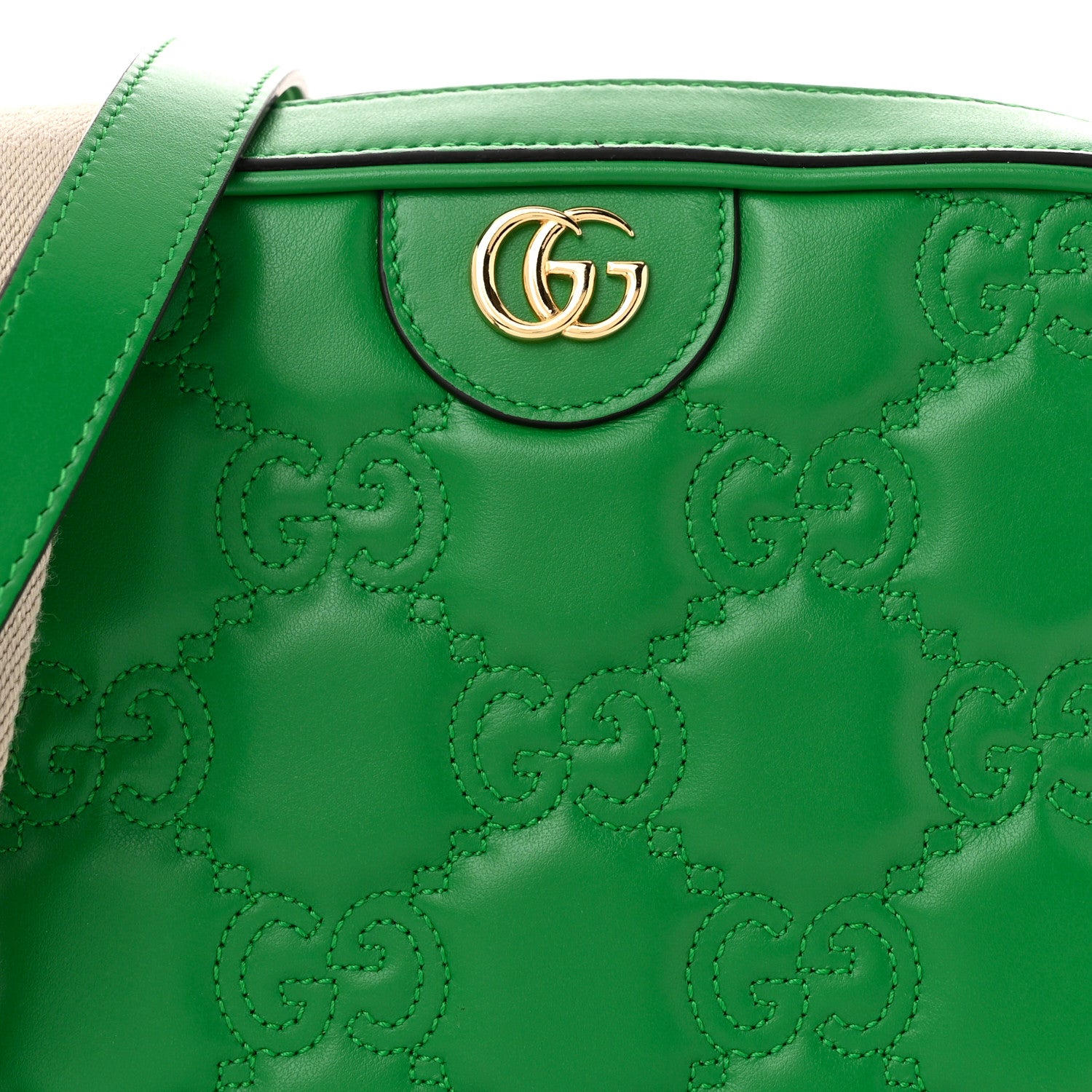 Gucci Calfskin GG Matelasse Shoulder Bag Spring Green Natural 8 of 10