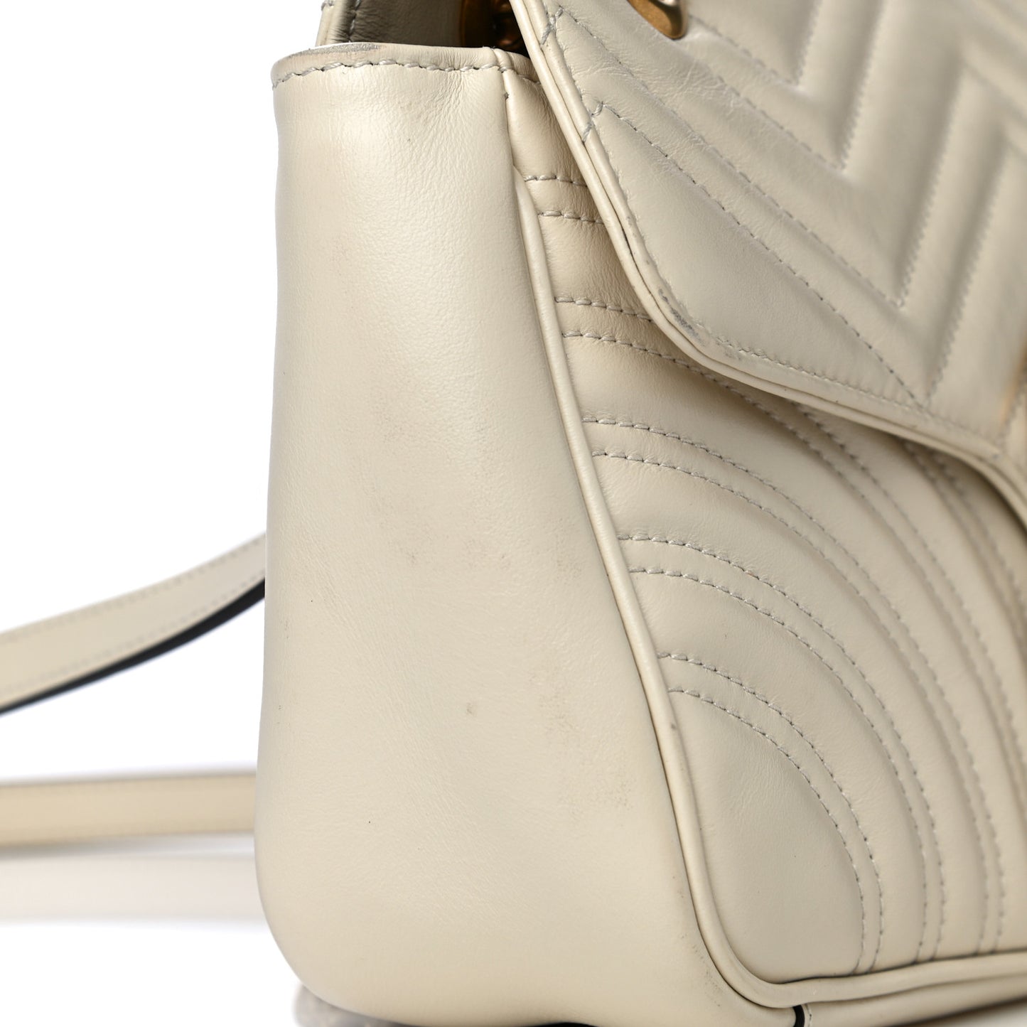 Calfskin Matelasse Small GG Marmont Shoulder Bag White