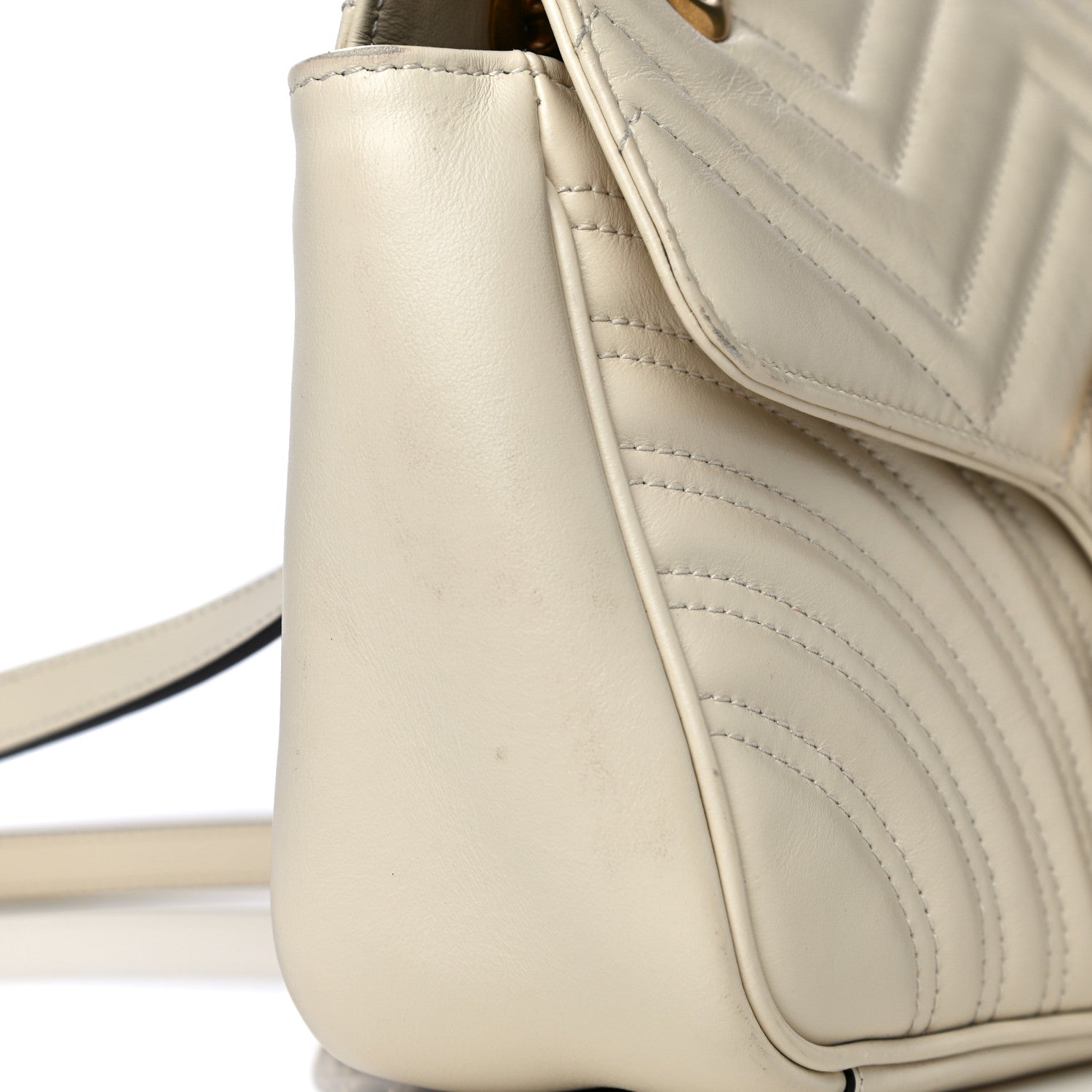 Gucci Calfskin Matelasse Small GG Marmont Shoulder Bag White 14 of 19