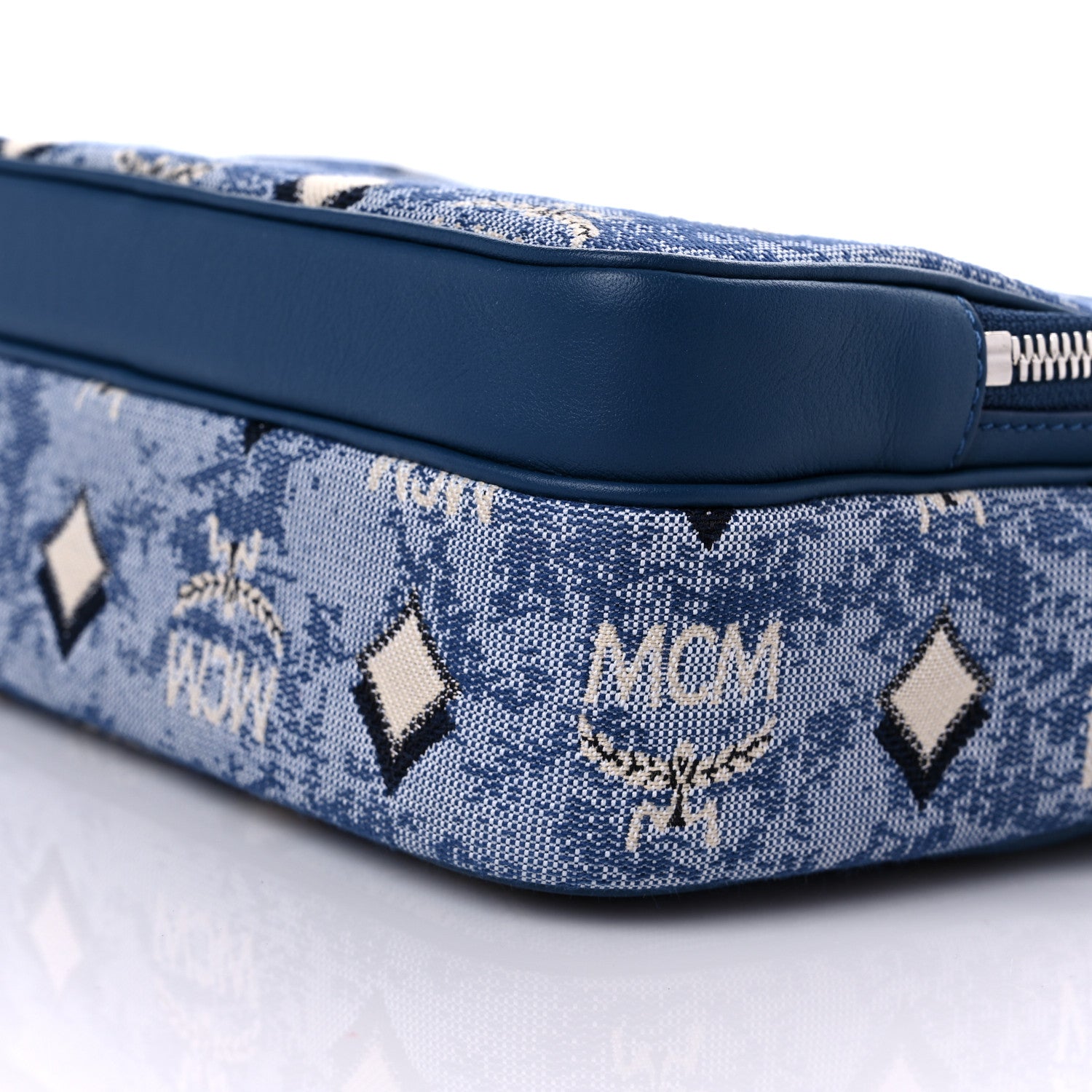 MCM Vintage Jacquard Monogram Small Aren Crossbody Blue 8 of 8
