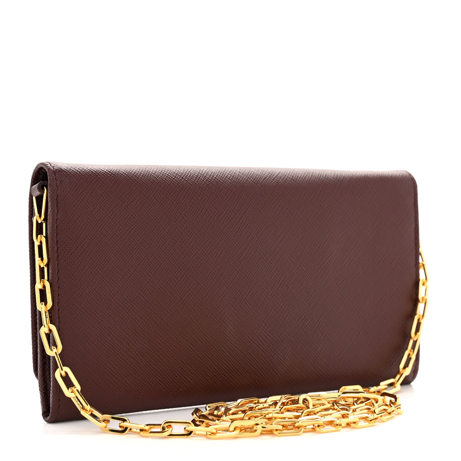 Prada Saffiano Metal Large Chain Wallet Granato 3 of 11