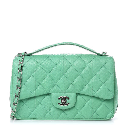 Chanel Elaphe Snakeskin Medium Easy Carry Flap Green 1 of 12