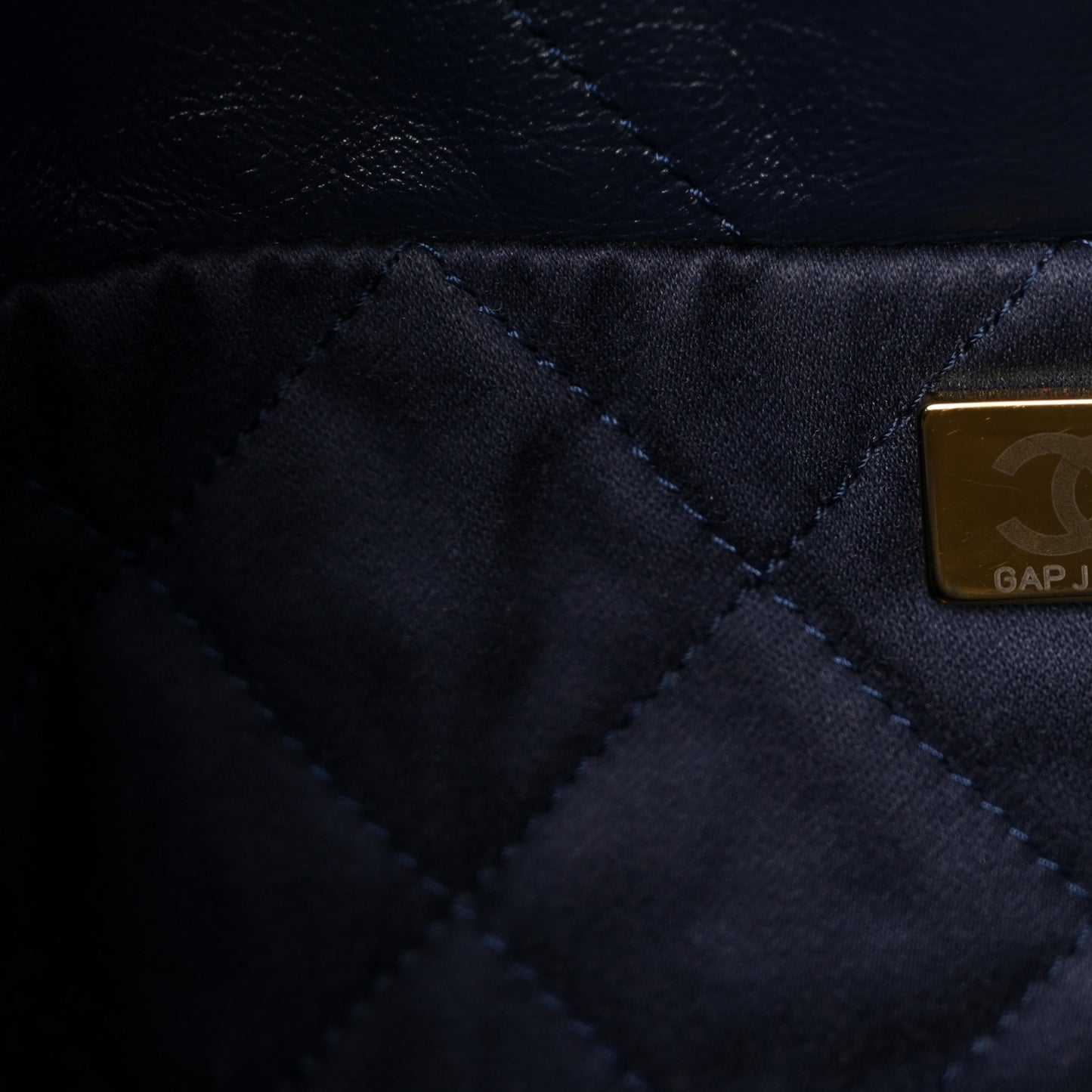 Shiny Calfskin Quilted Small Chanel 22 Navy