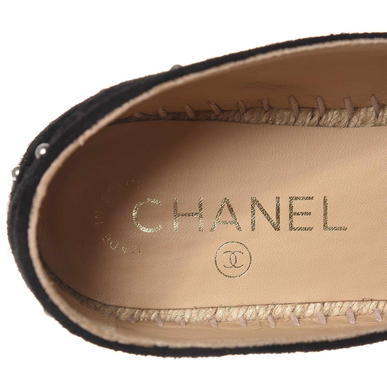 Chanel Suede Pearl CC Espadrilles 37 Black 6 of 12