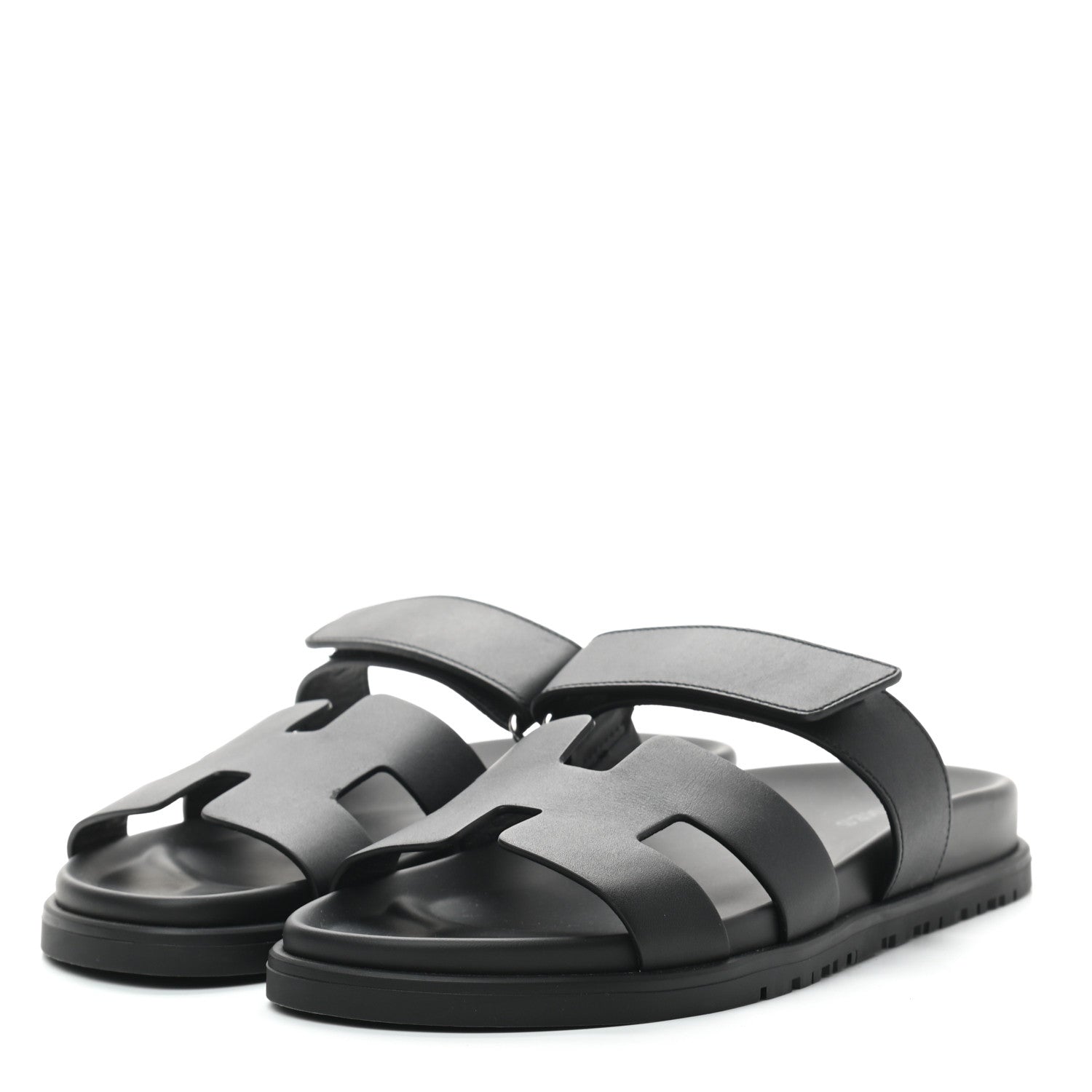 Hermes Calfskin Womens Chypre Sandals 37 Black 2 of 7