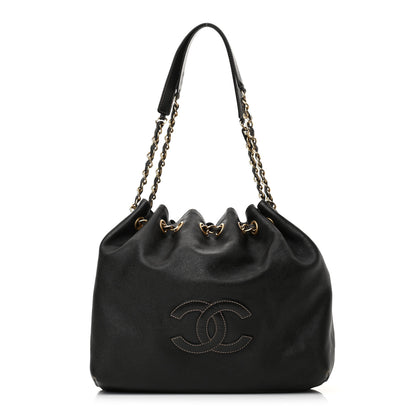 Chanel Grained Calfskin CC Drawstring Bucket Bag Black 1 of 16