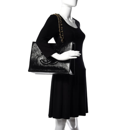Chanel Shiny Aged Calfskin Shopping Bag Black 2 of 10