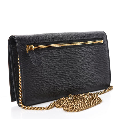 Balenciaga Signature Grained Calfskin Logo Ville Wallet on Chain Black 3 of 11