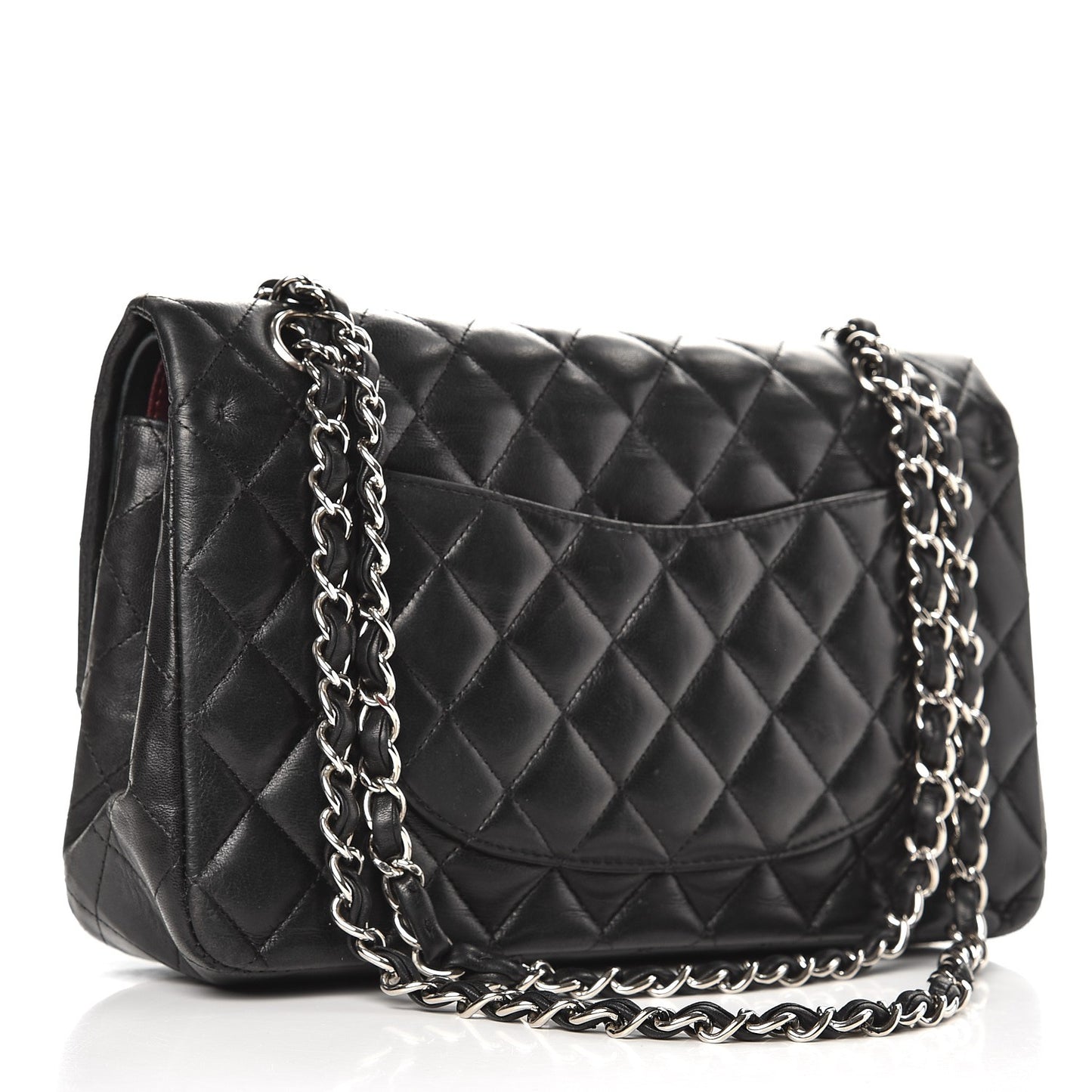 Lambskin Quilted Medium Double Flap Black
