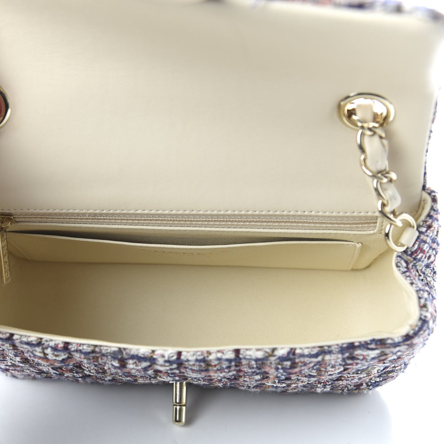 Tweed Quilted Mini Rectangular Flap Pink