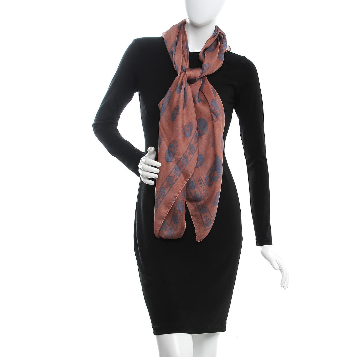 Silk Chiffon Skull Scarf Coral Blue