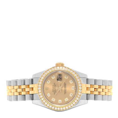 Rolex Stainless Steel 18K Yellow Gold Diamond 26mm Oyster Perpetual Datejust Watch Champagne 179383 2 of 4