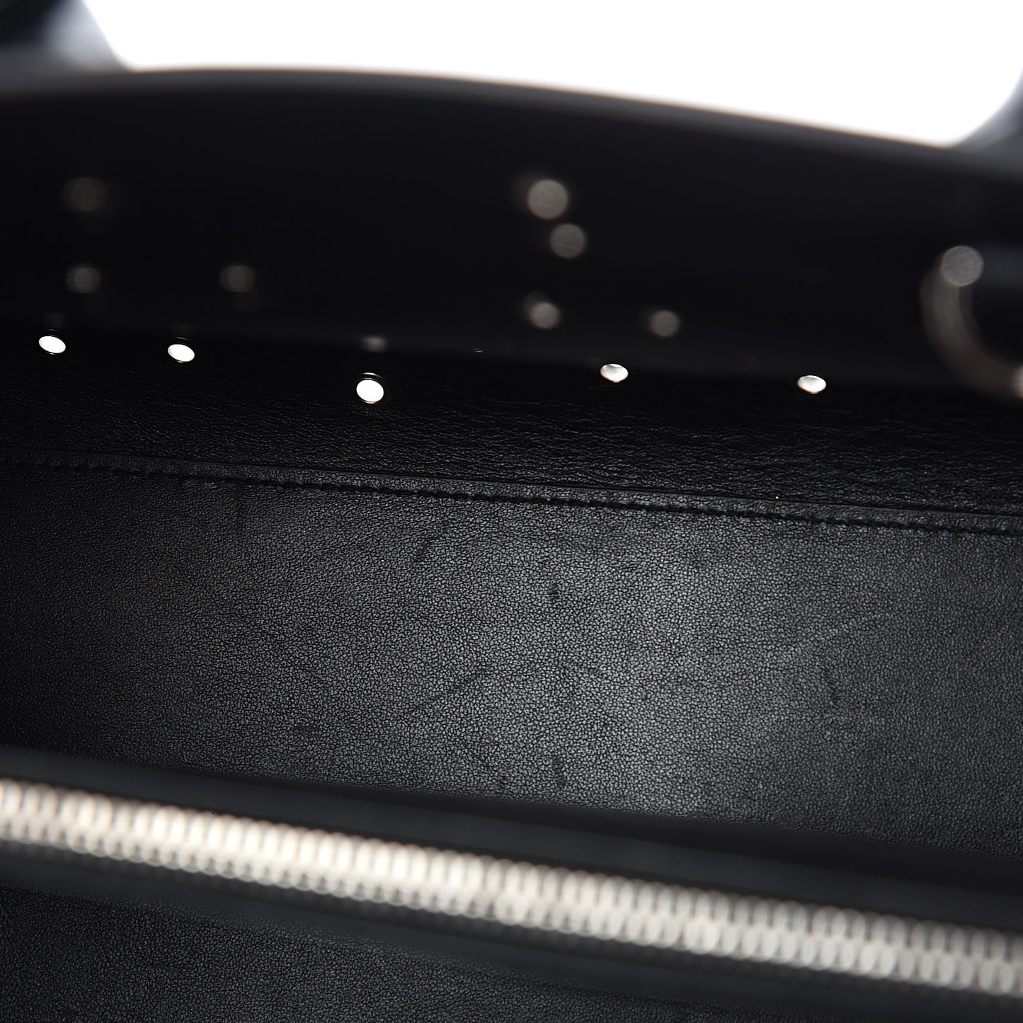 Calfskin Perforated Bandana Studded Small Sac De Jour Black