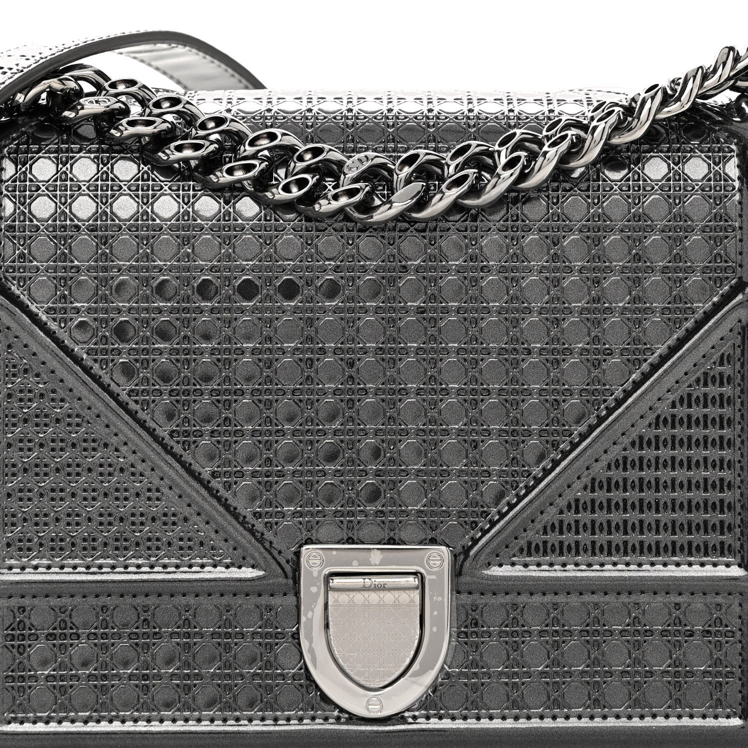 Christian Dior Metallic Patent Micro-Cannage Small Diorama Flap Bag Onyx Black 7 of 9