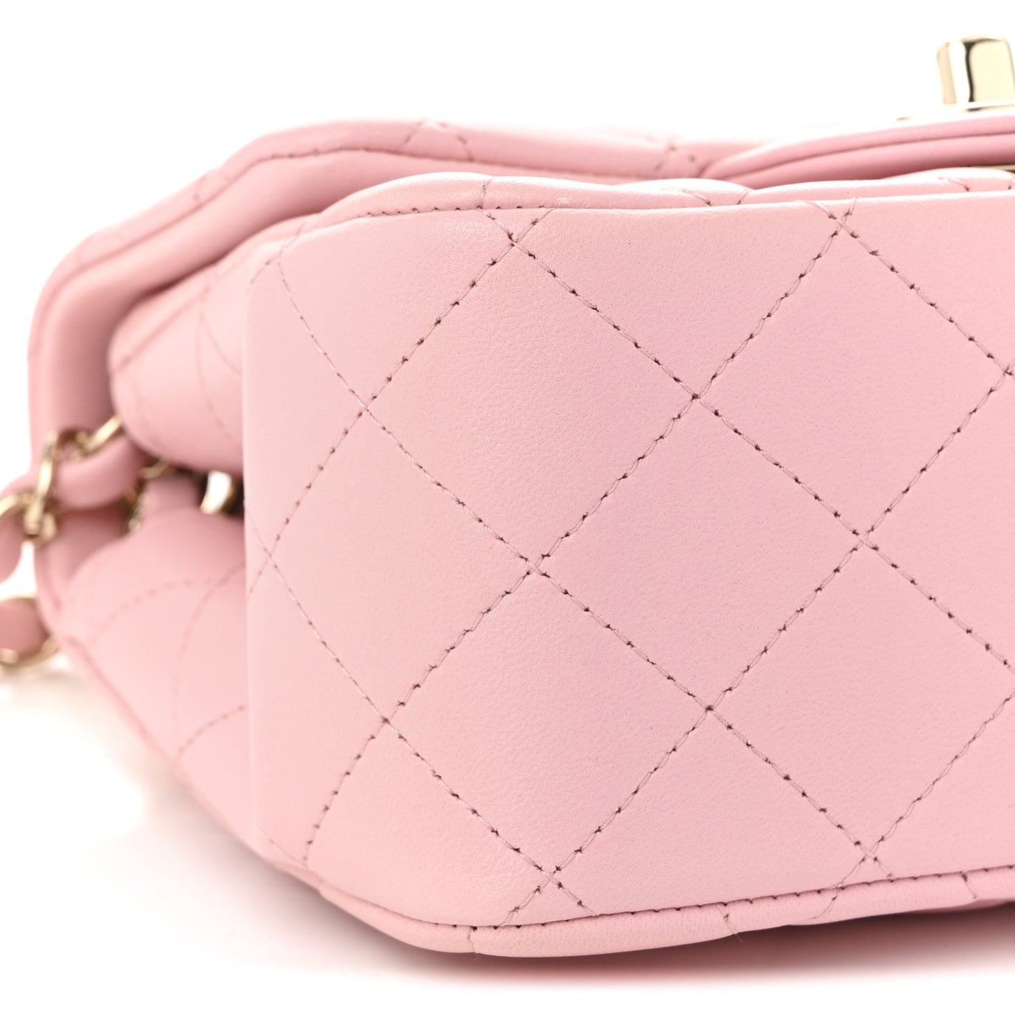 Lambskin Quilted Mini Square Flap Light Pink