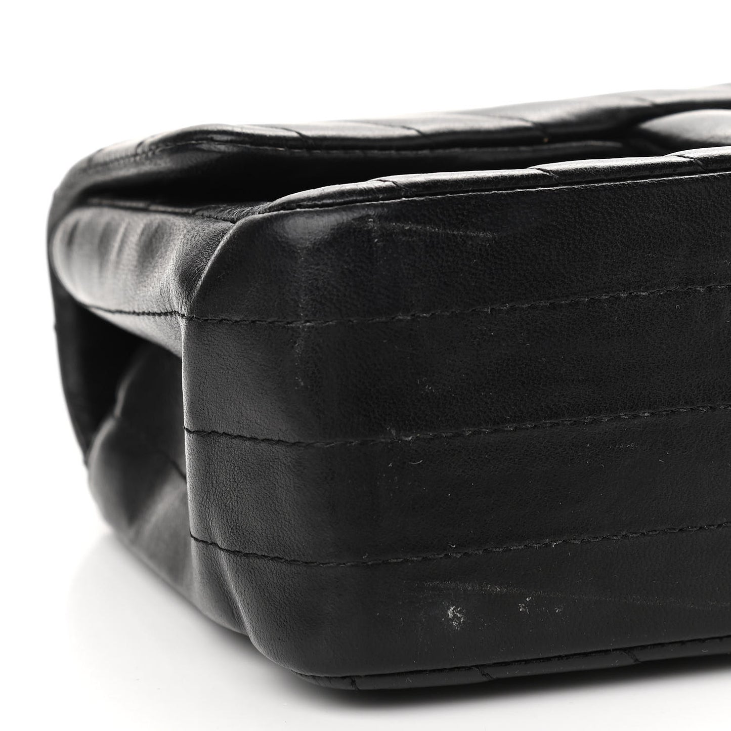 Lambskin Chevron Quilted Mini Rectangular Flap So Black
