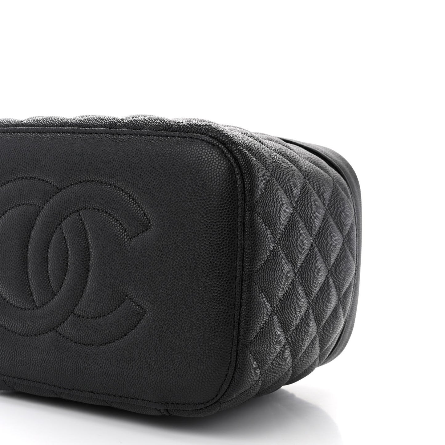 Caviar Quilted Large Vanity Pouch Black