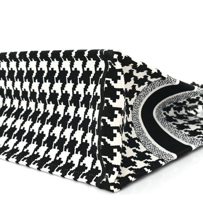 Christian Dior Canvas Macro Houndstooth Embroidered Medium Book Tote Black White 10 of 13