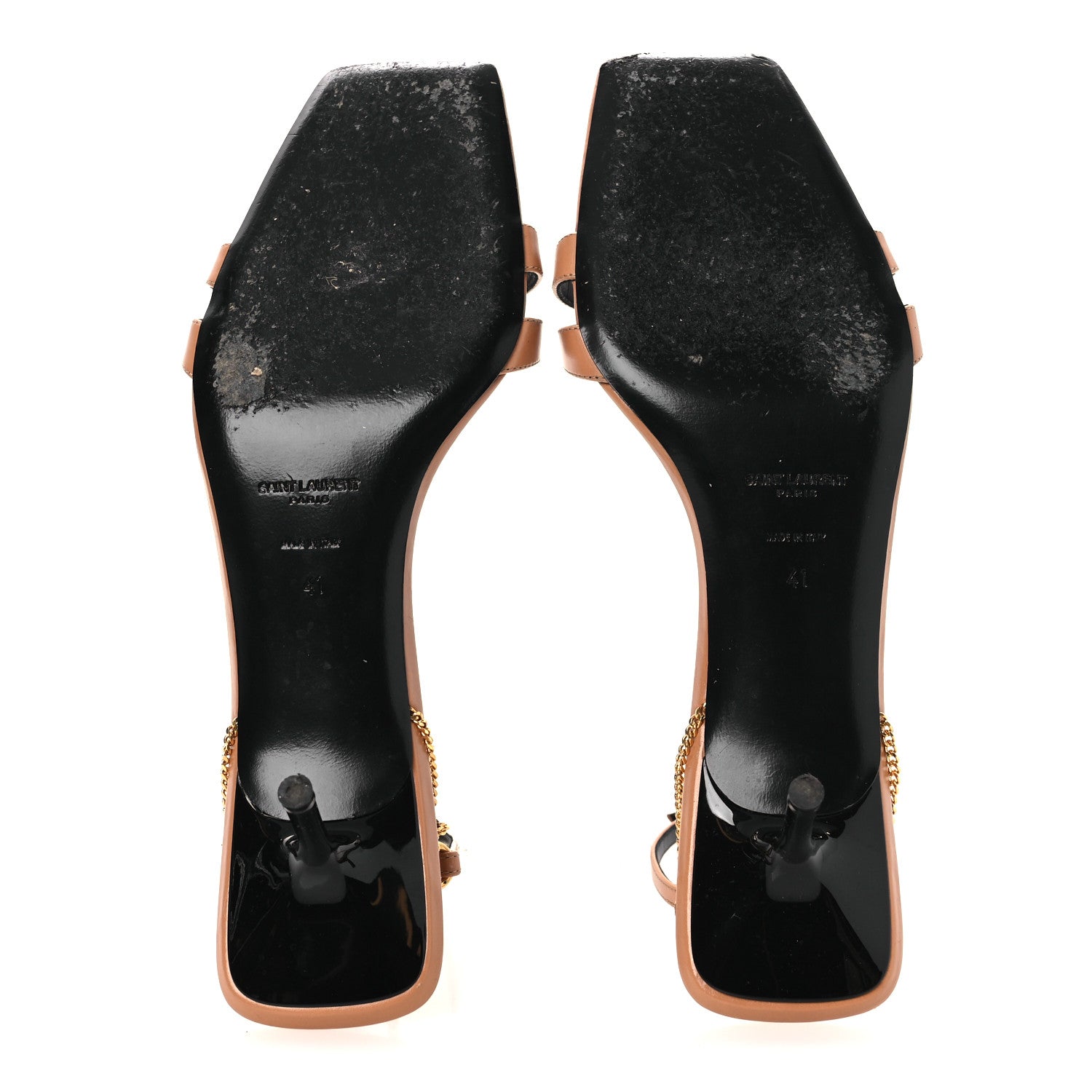 Saint Laurent Calfskin Ankle Strap Melody Sandals 41 Bisque 7 of 15