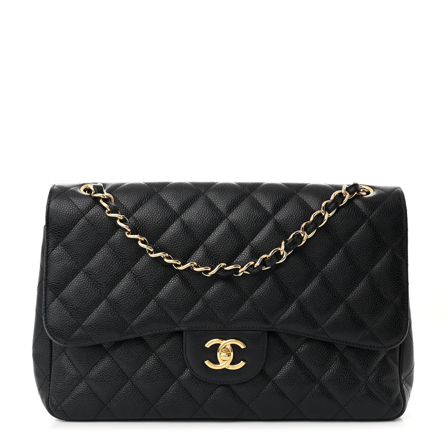 Caviar Quilted Jumbo Double Flap Black