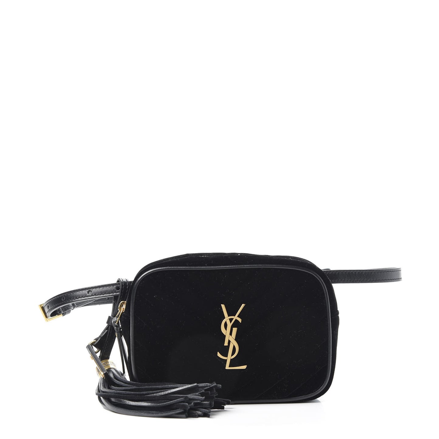 Velour Matelasse Monogram Lou Belt Bag Black
